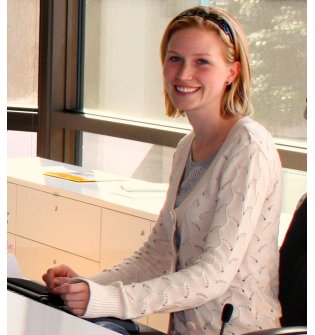 bookkeeping student at keyboard